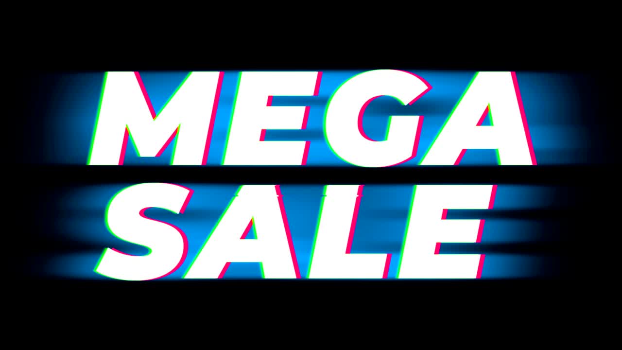 Mega Sale  Text Vintage Glitch Effect Promotion.