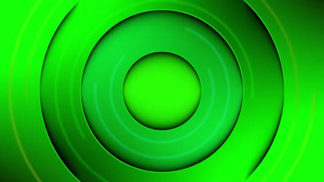 an animation of stacked green disks casting shadows on each other, with rotating, glowing light beams and dynamic particles moving across their surfaces