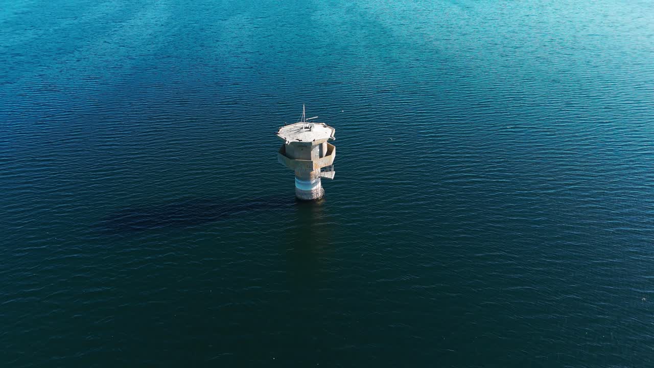 Happisburgh Lighthouse oldest working located in Norfolk, England, aerial drone
