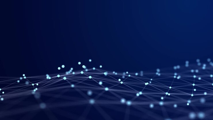 Abstract blue futuristic background. Technological wave of information data flow. 3D rendering.