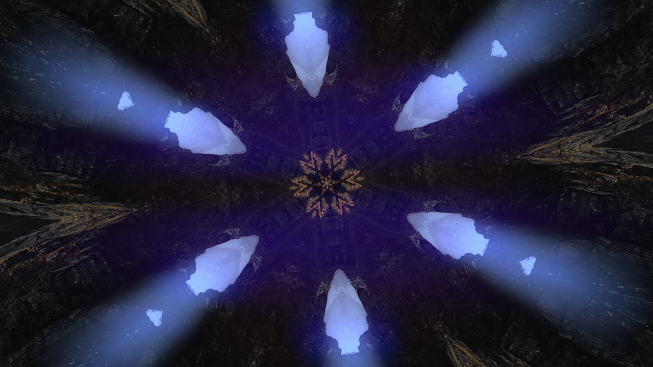 Abstract flower-like kaleidoscope animated pattern