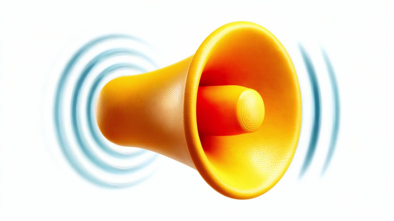 Vibrant Yellow Speaker Amplifying Sound Waves, Capturing Energy and Motion in a Dynamic Visual Representation of Audio Technology and Communication Methods in Modern Life