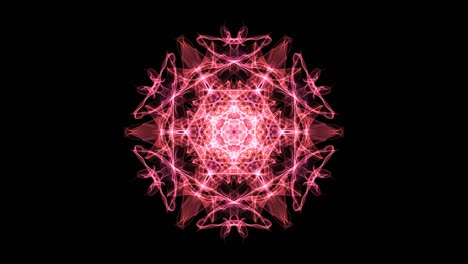 red and orange fractal mandala rotating and zooming, video animation on black background. animated symmetric patterns for spiritual and meditation training