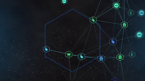 animazione della rete di connessioni su sfondo nero