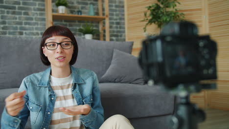 woman vlogging at home