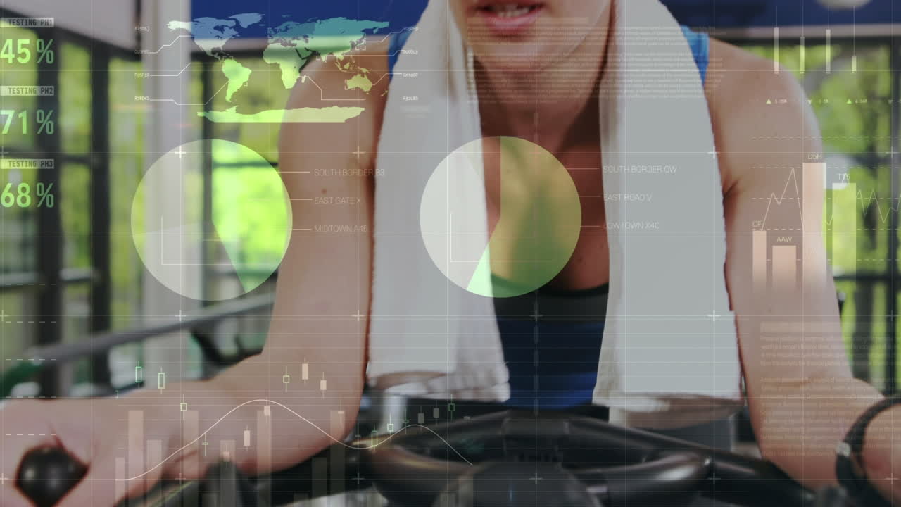 caucasian sportswoman exercising에 대한 데이터 처리의 애니메이션