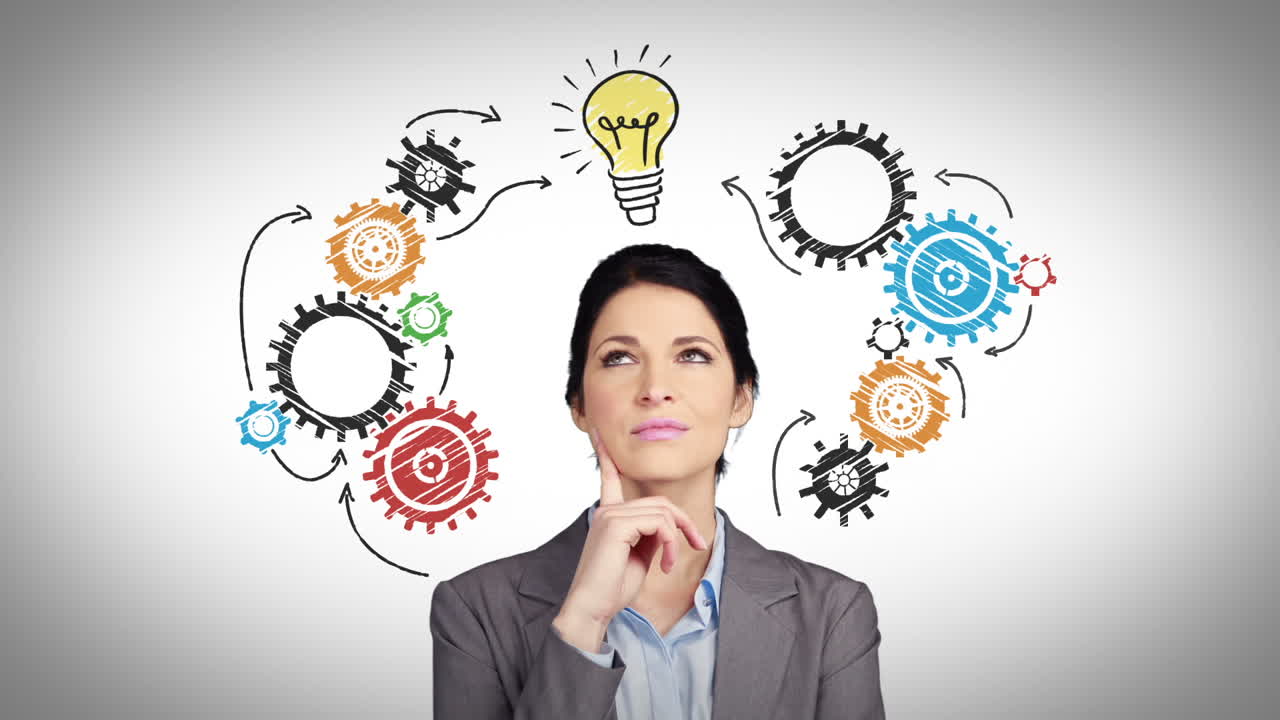 mujer de negocios seria pensando para sí misma