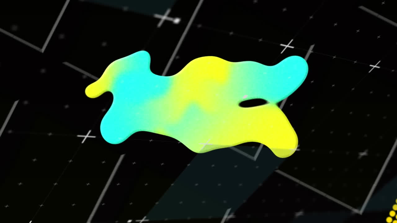 animación de la mancha brillante, los marcadores y el procesamiento de datos sobre la cuadrícula