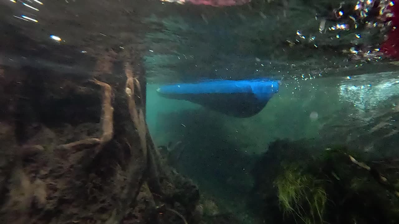 kayak en una cueva submarina del río