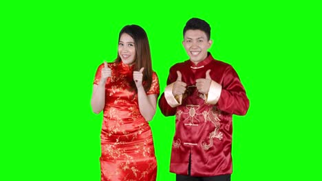 couple celebrate chinese new year while dancing