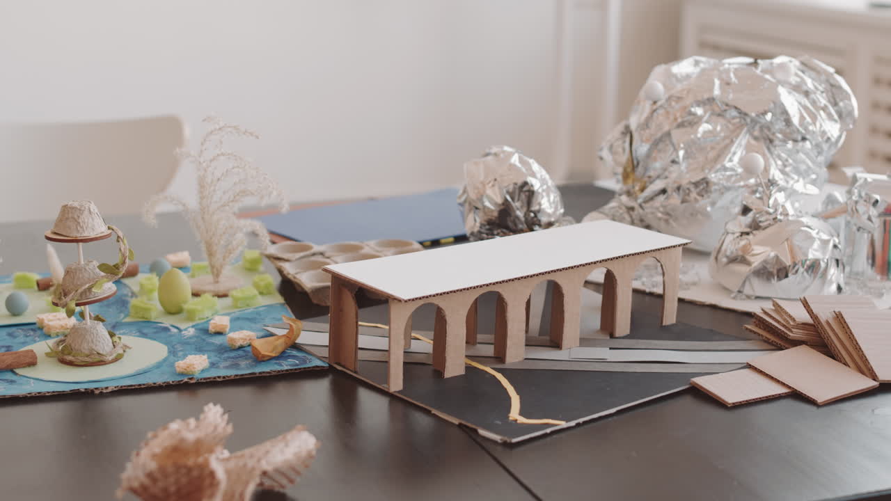 Desk with Multiple Children Crafts