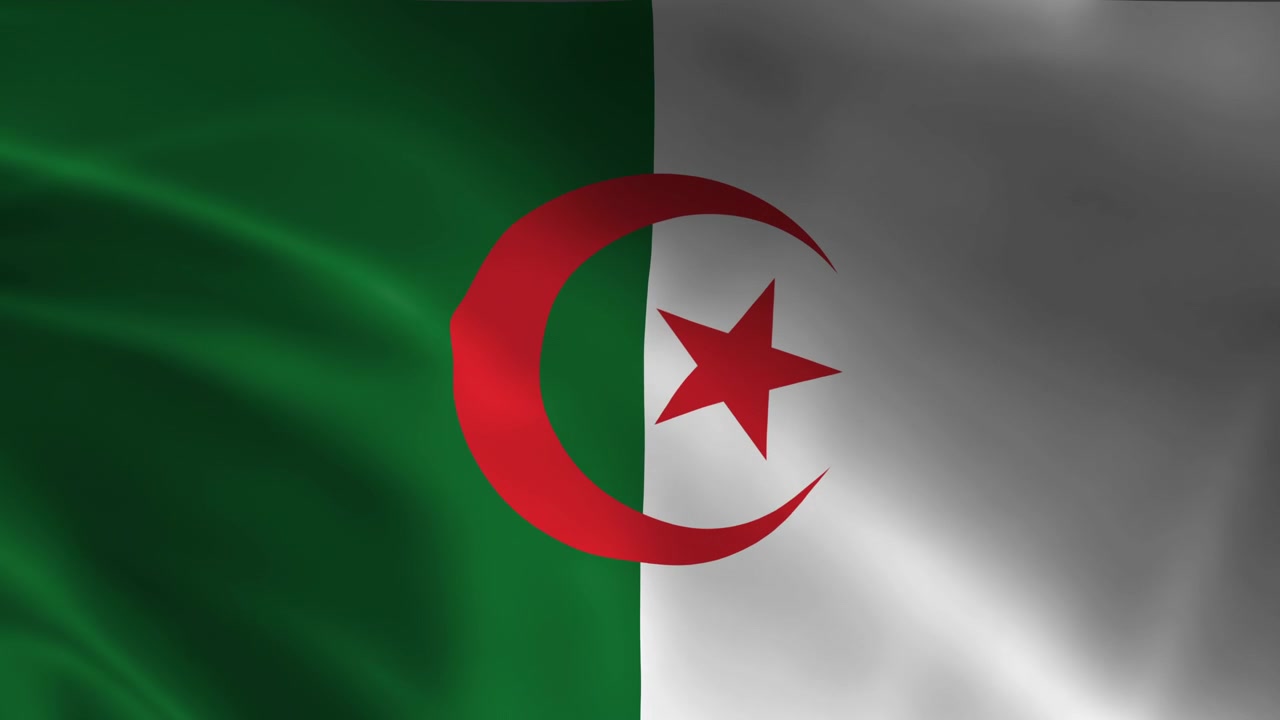La bandiera nazionale dell'Algeria che sventola al vento