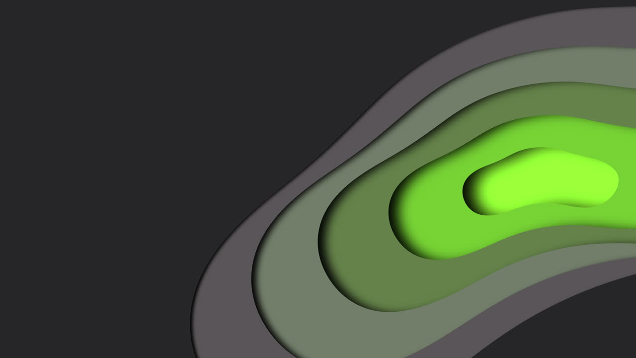 patrón de ondas cortadas de papel verde en el gradiente negro