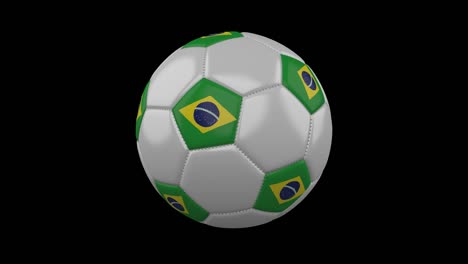 pelota de fútbol con bandera de brasil, bucle, 4k alfa