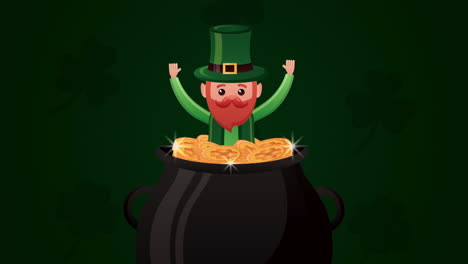 st patricks day animated card with treasure cauldron