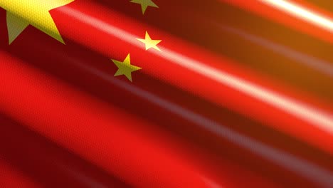 60 fps brillante brillante terciopelo bandera china coloreada en rojo, fondo ondulado amarillo, 3d uhd 4k animación de bucle sin costuras