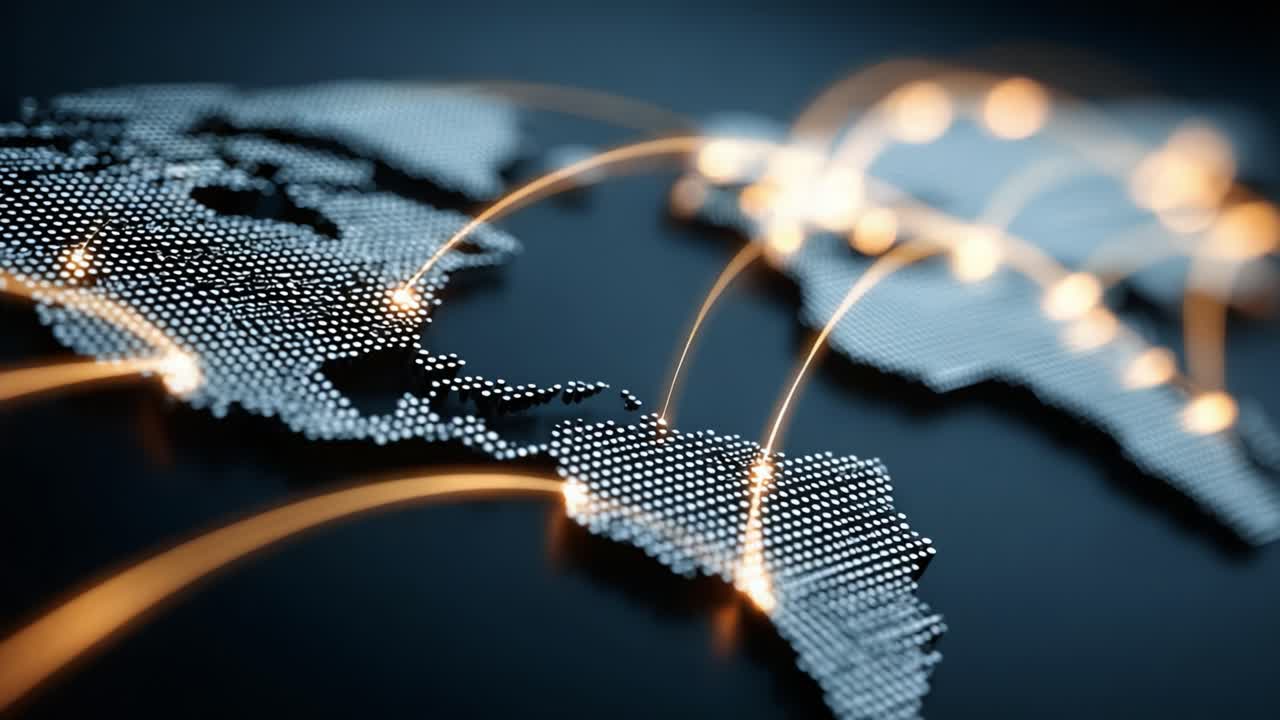 A Dynamic Visualization of Global Connectivity Represented by a Digital World Map with Light Connections Signifying International Networks