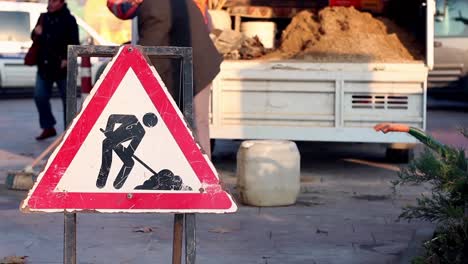 team of workers in street