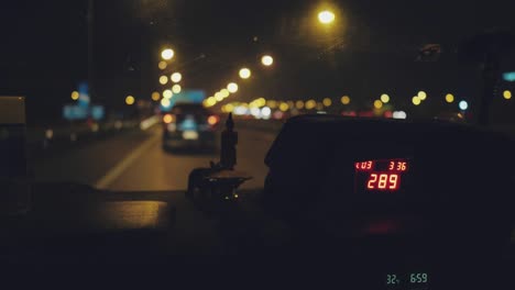 taxi meter display in taxi cab