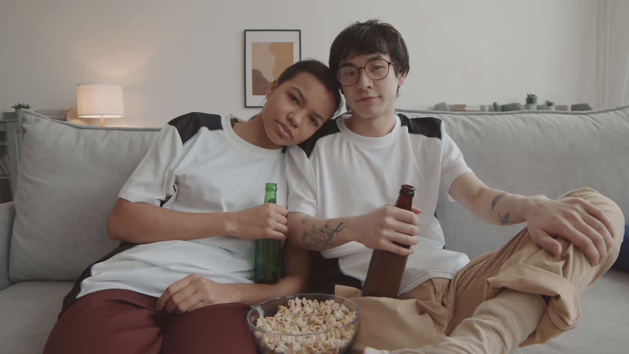 Woman Falling Asleep on Boyfriends Shoulder