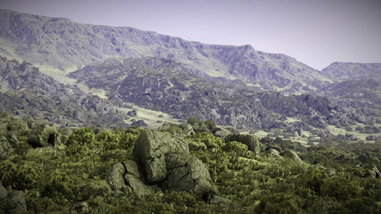 Vivaci colline pedemontane con rocce dalla texture marcata e profondità atmosferica per gli escursionisti.