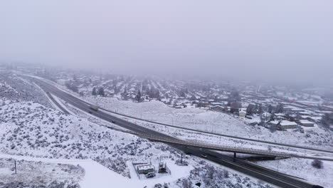 trans canada highway 1 and 5 intersection in kamloops' winter