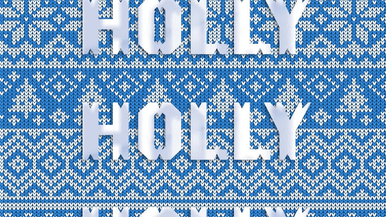 파란색 배경 에 크리스마스 에 반복 되는 홀리 텍스트 의 애니메이션