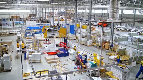 modern factory building. view of factory workshop interior and machines