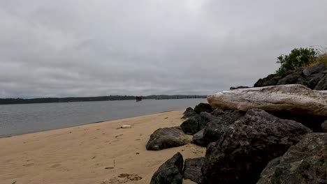 rocks sit on the coast