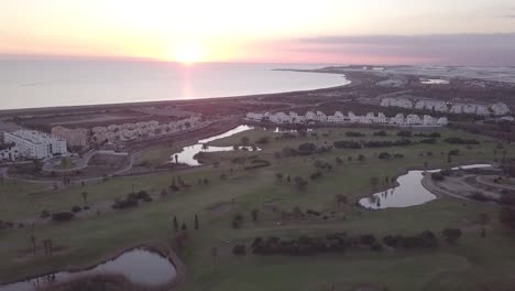 sunset view of coastal golf resort