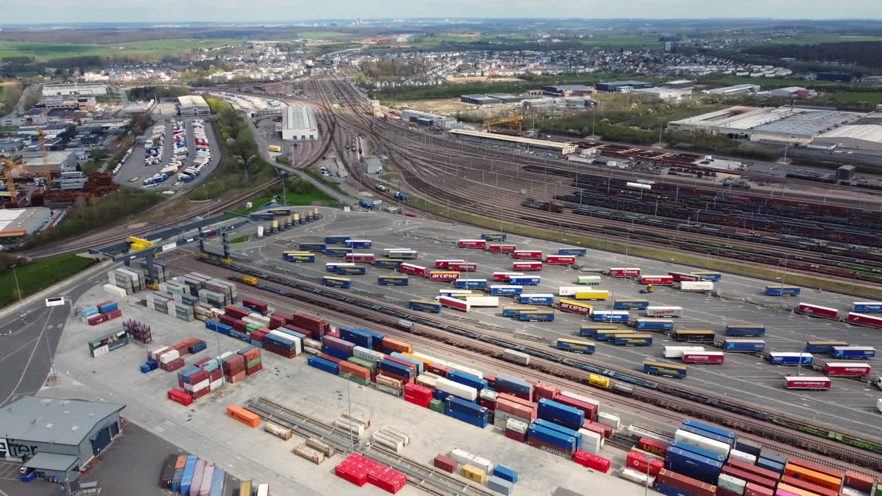 Aerial View of a Busy Freight Terminal
