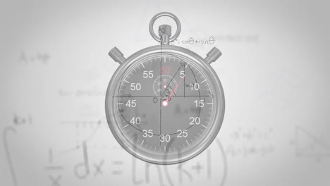 animación de ecuaciones matemáticas sobre temporizador en fondo blanco