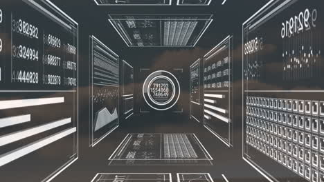 digital animation showing data and analytics interface with numbers and graphs