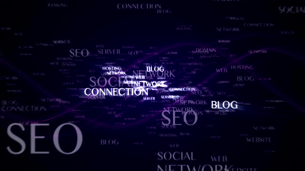 animación de texto web y palabras clave explosión, fondo, bucle, 4k