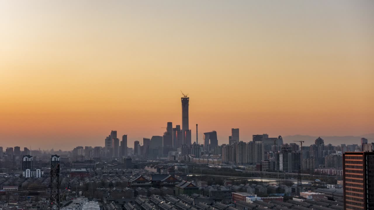 beijing cbd el lapso de tiempo del atardecer