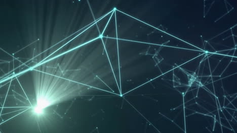 animación de puntos conectados con líneas y destellos de lentes sobre fondo negro