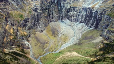 majestic limestone cliffs and waterfall in cirque de gavarnie, pyrenees
