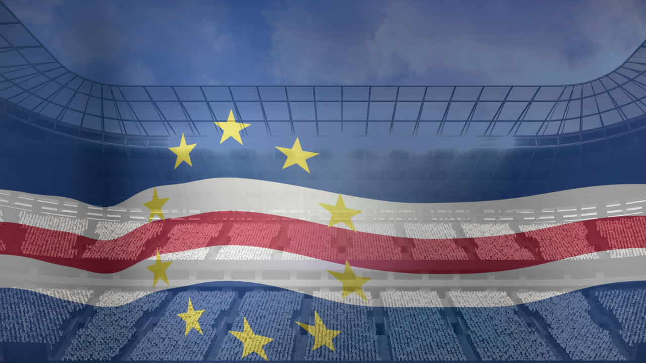 스포츠 경기장 위의 케이프베르데 발의 애니메이션