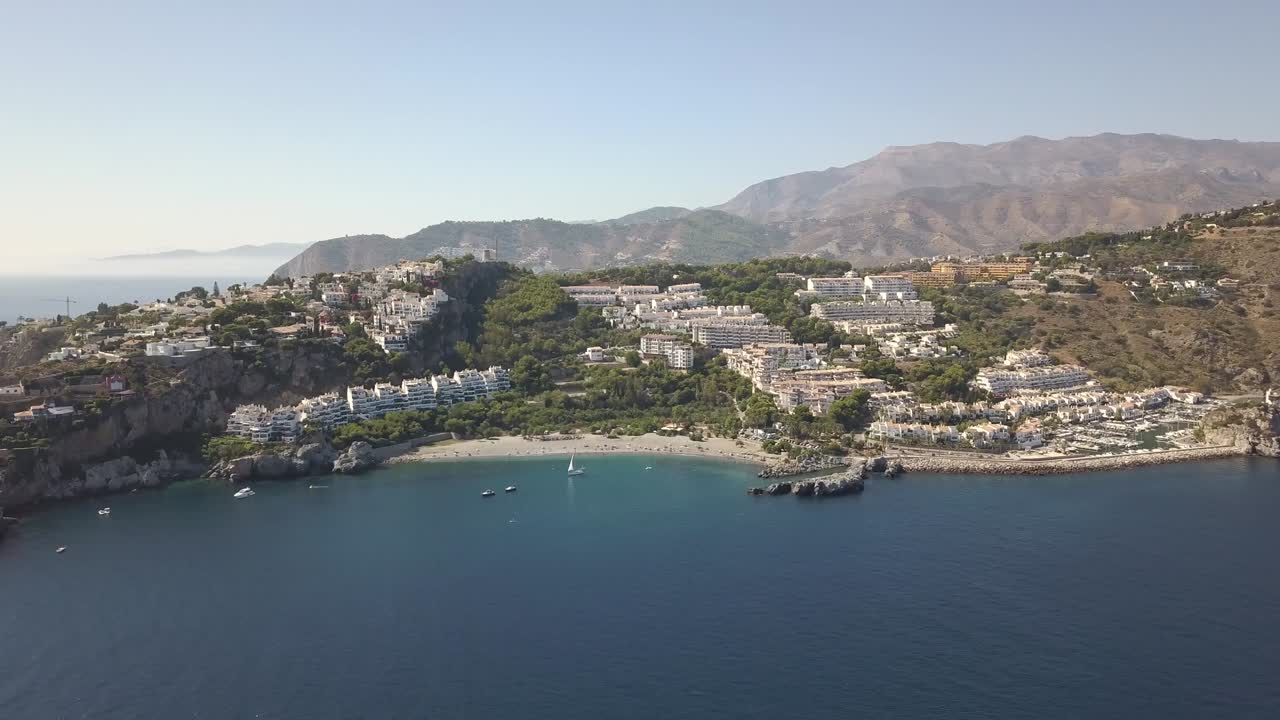 Beautiful Aerial view of La Herradura Costa del Sol Spain Beach