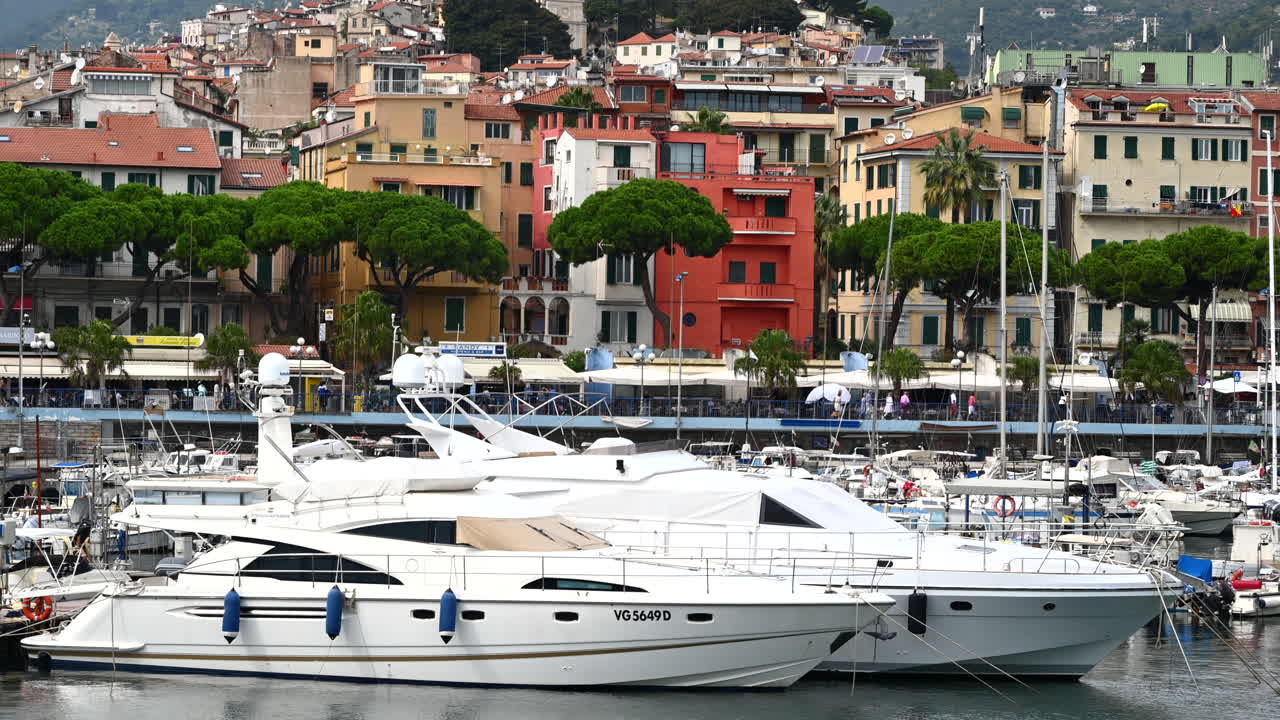 Boats and yachts at the port of Sanremo city, Italy
