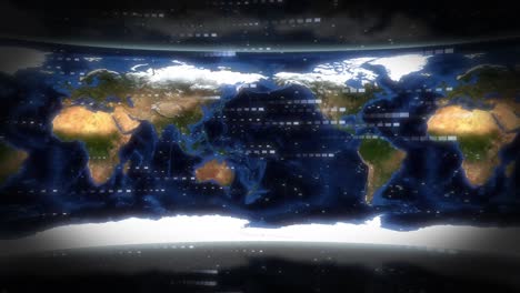 Animación-Del-Procesamiento-De-Datos-Sobre-El-Mapa-Mundial