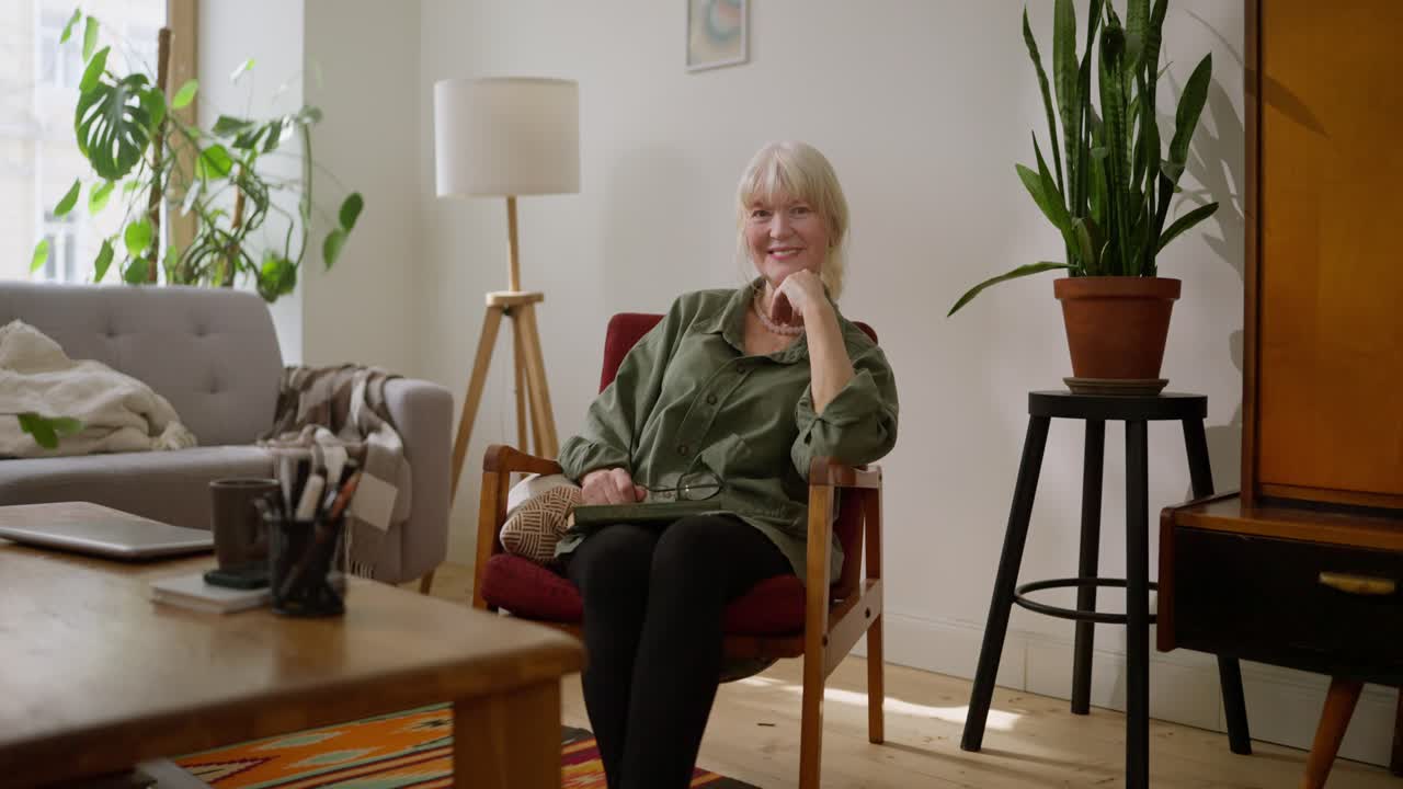 Woman at home in living room