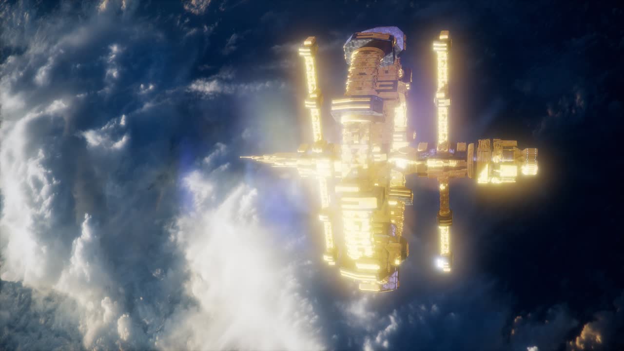 지구와 우주선. 지구 위의 우주선