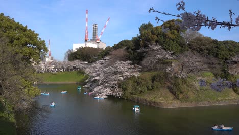 chidorigafuchi-graben neben dem kaiserpalast in tokio an einem tag mit klarem, blauem himmel