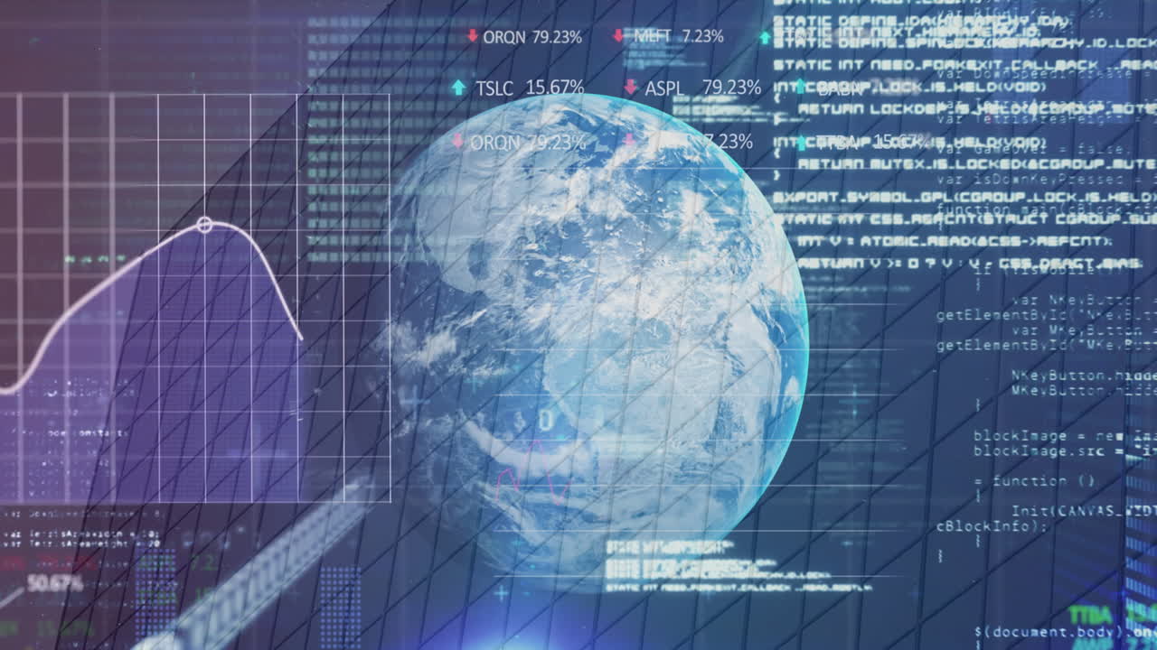 Animation of statistics and data processing over globe