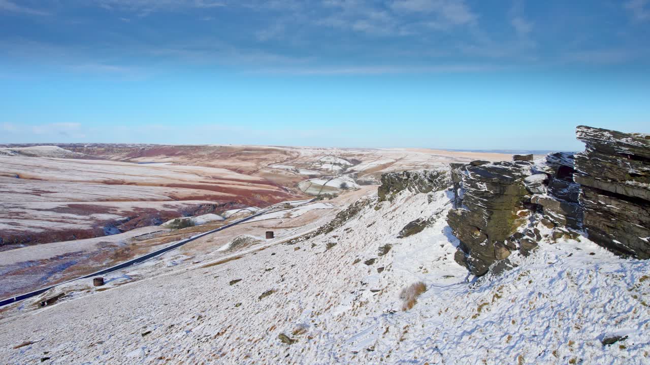 escena aérea de nieve de invierno
