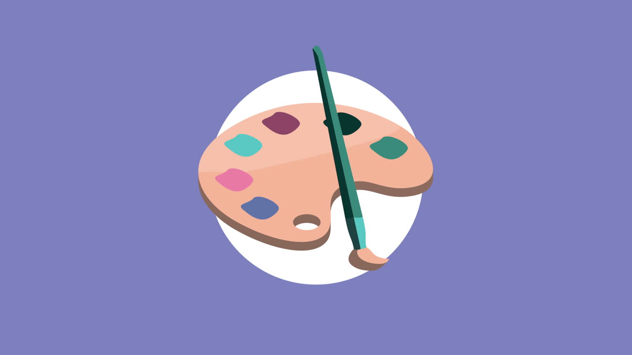 페인트 팔레트 및 브러쉬 이소메트릭 스타일