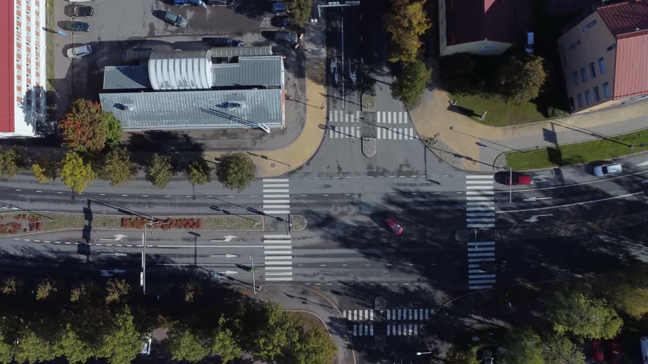Aerial View of a City Intersection