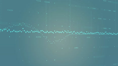 animación de puntos que forman gráficos con números cambiantes contra un fondo azul