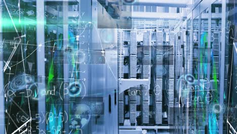 animation of data processing over server room